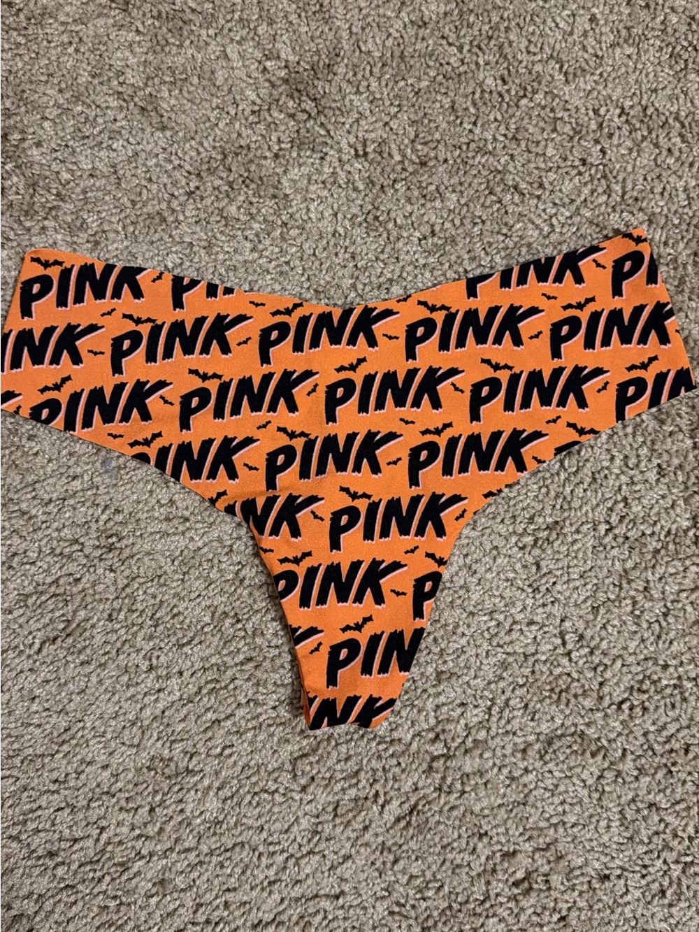 Victoria's Secret PINK Orange and Black Logo Cheeky Swim Bottom
